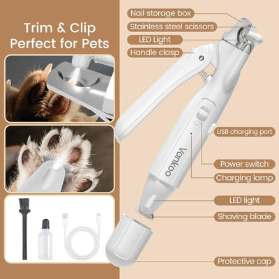 2 - in - 1 Dog Nail Clipper & Paw Hair Trimmer Kit with LED Light - PAWFY